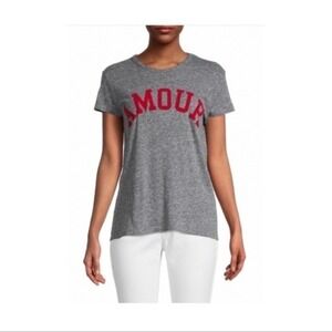 Zadig & Voltaire Amour Flocked Tee in Grey small New